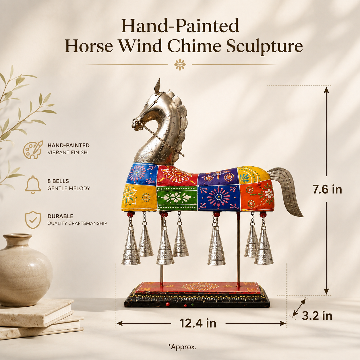 🐎Hand-Painted Horse Wind Chime Sculpture