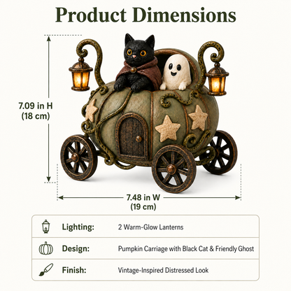 🎃👻🐈‍⬛ Lighted Whimsical Pumpkin Carriage with Cat & Ghost