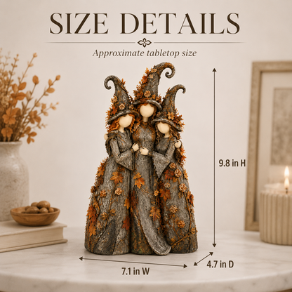 Vintage Autumn Witch Sisters Sculpture