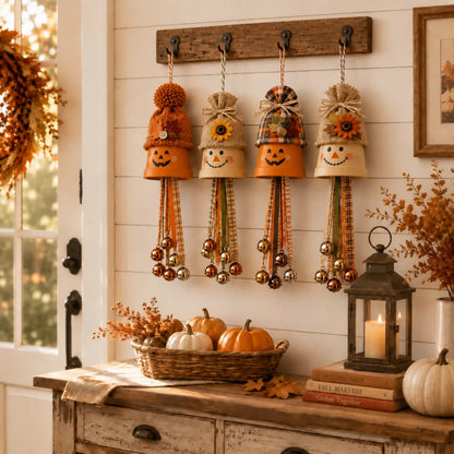 Rustic Fall Pumpkin Bell Hanging Decor