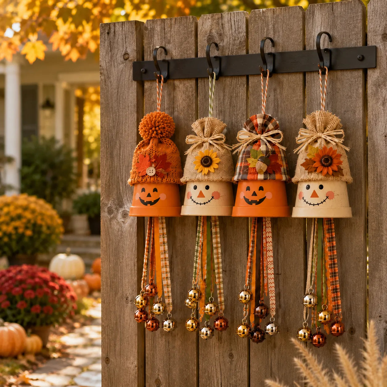 Rustic Fall Pumpkin Bell Hanging Decor