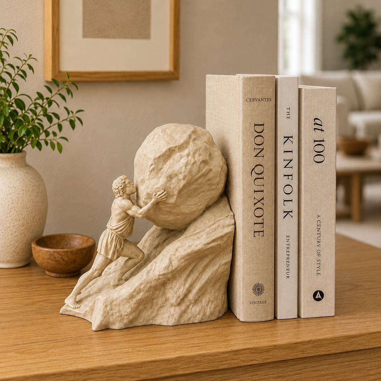 📚⛰️ Sisyphus Bookend – Symbolic Sculptural Book Holder for Strength, Persistence & Progress
