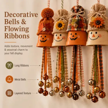 Rustic Fall Pumpkin Bell Hanging Decor
