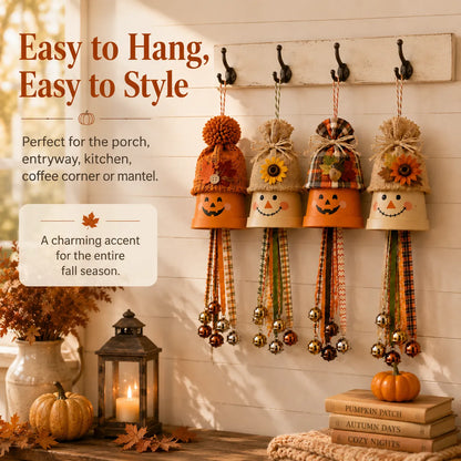 Rustic Fall Pumpkin Bell Hanging Decor