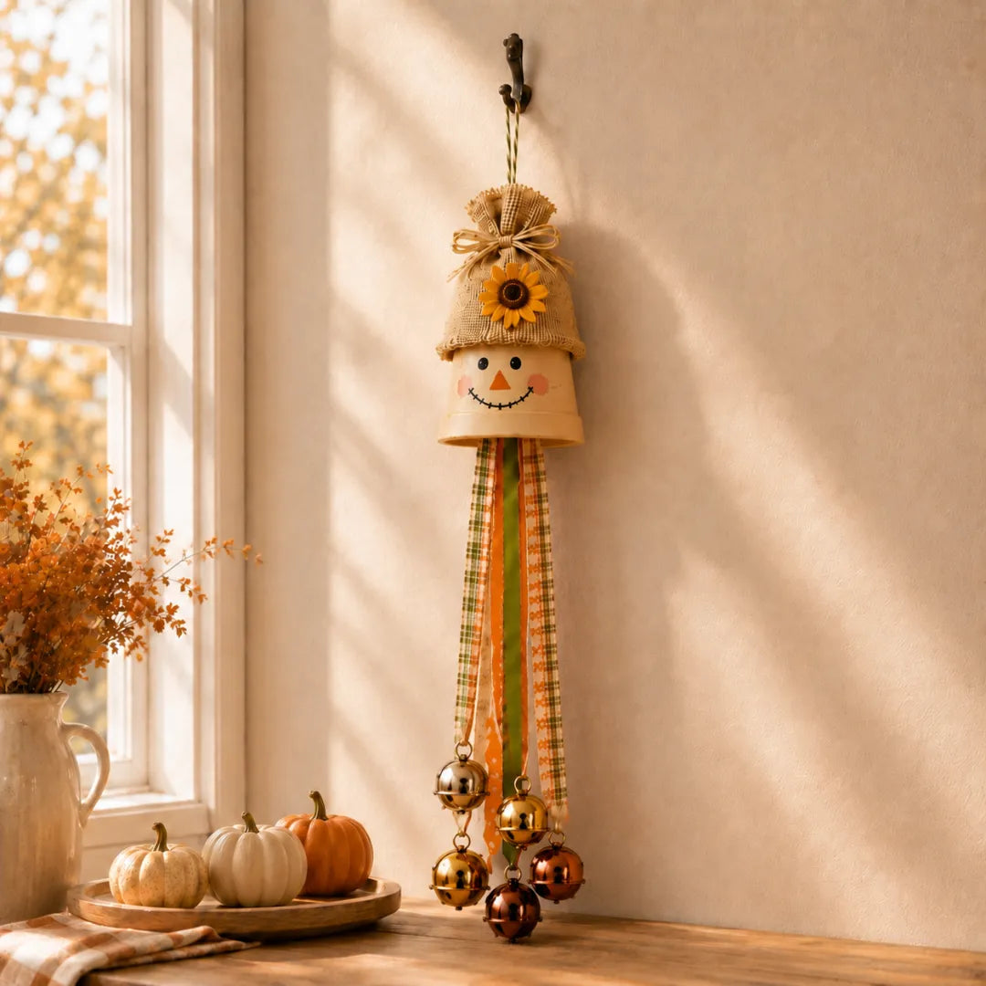Rustic Fall Pumpkin Bell Hanging Decor