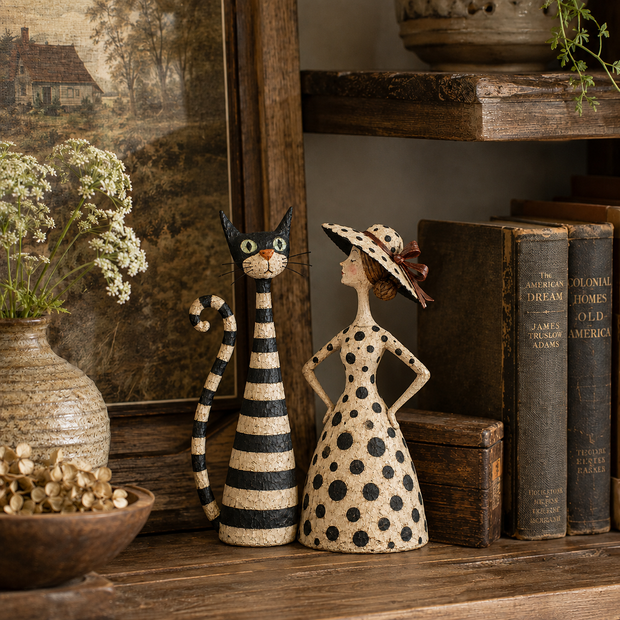 ✨Vintage  Cat & Lady Sculptures