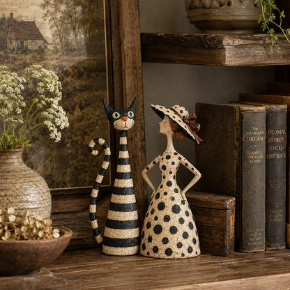 ✨Vintage  Cat & Lady Sculptures