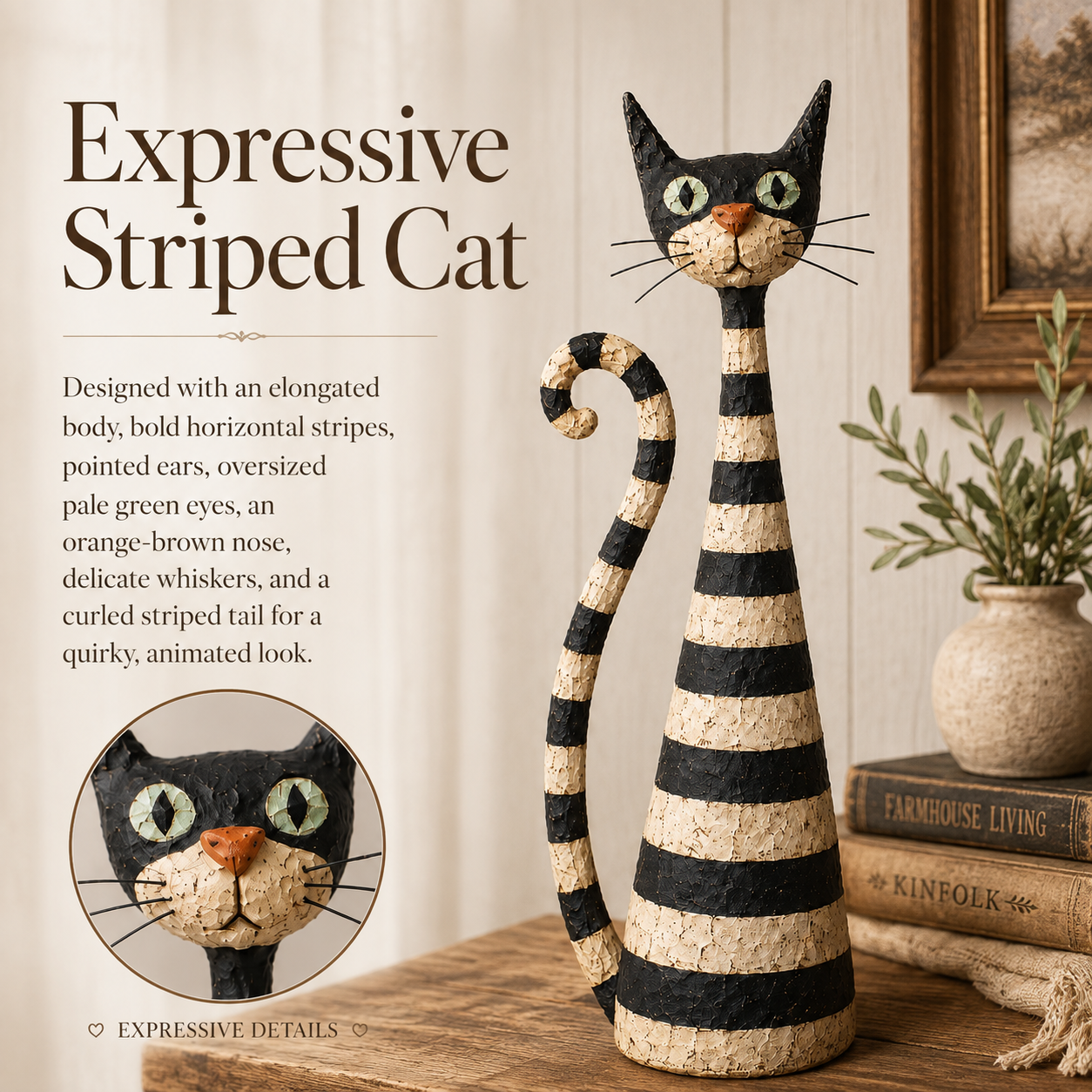 ✨Vintage  Cat & Lady Sculptures
