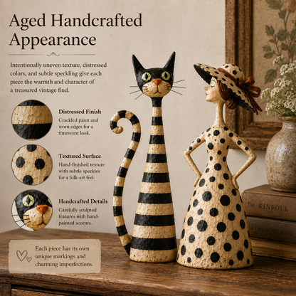 ✨Vintage  Cat & Lady Sculptures
