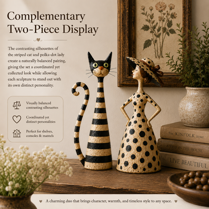 ✨Vintage  Cat & Lady Sculptures