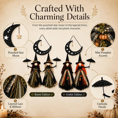 Moonlit Witch Sisters Wall Hanging