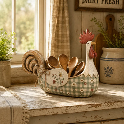 Vintage Farmhouse Rooster Utensil Holder