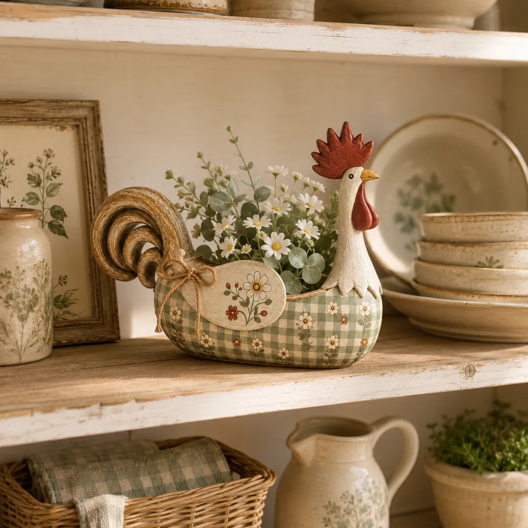 Vintage Farmhouse Rooster Utensil Holder