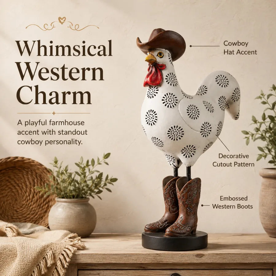 Vintage Cowboy Rooster Sculpture
