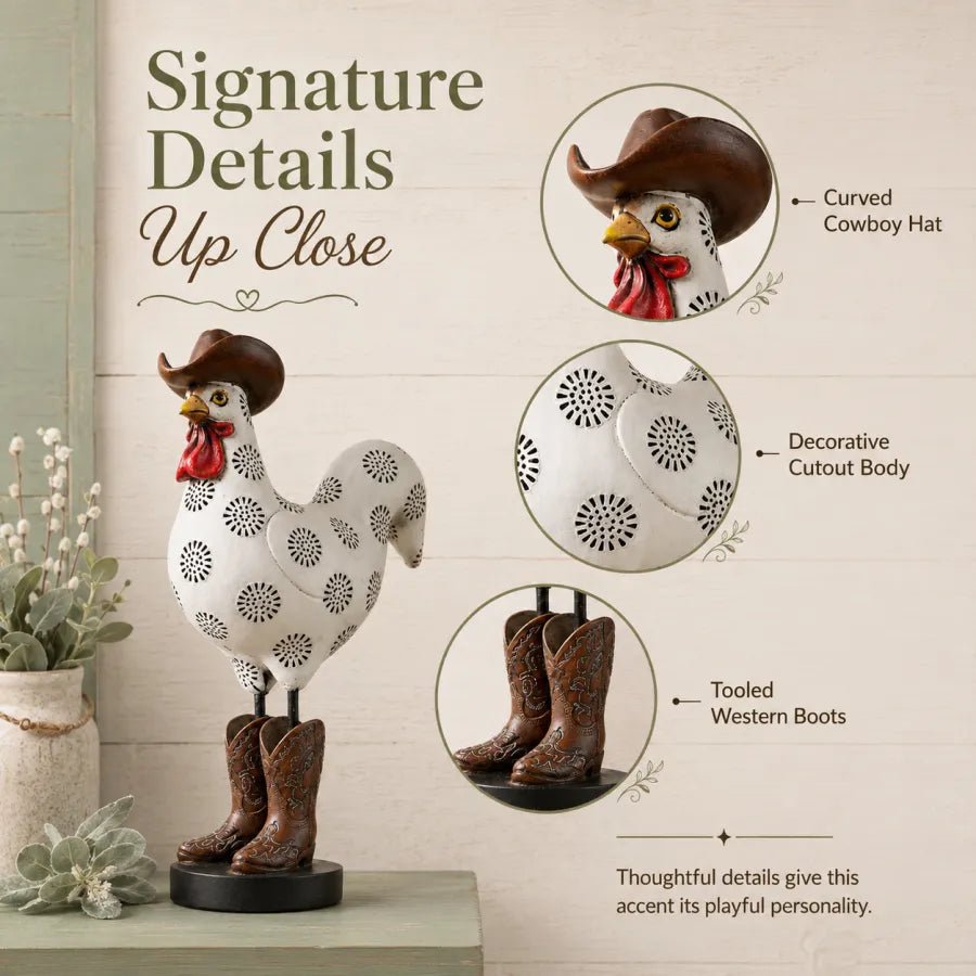 Vintage Cowboy Rooster Sculpture