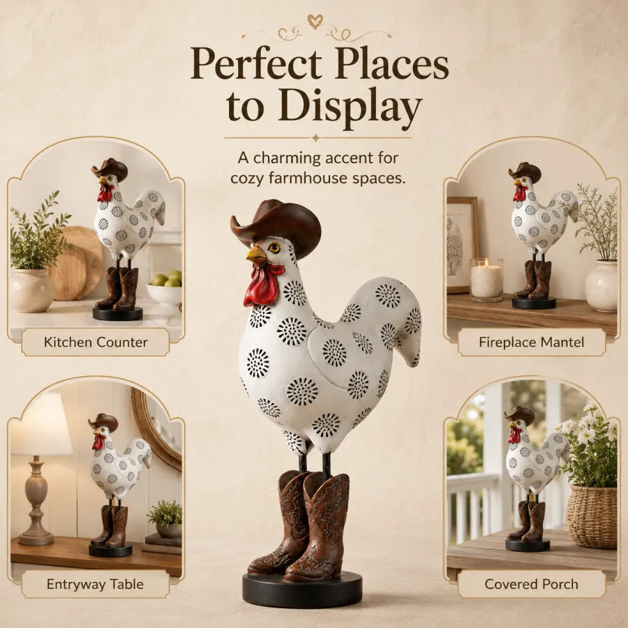 Places to display western rooster figurine