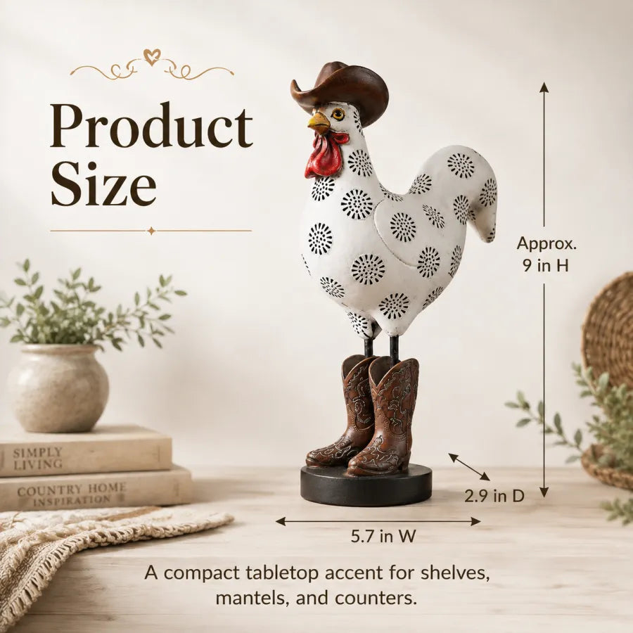 Vintage Cowboy Rooster Sculpture
