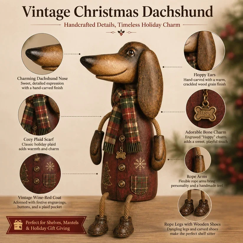 🏡Vintage Christmas Dachshund Shelf Sitter
