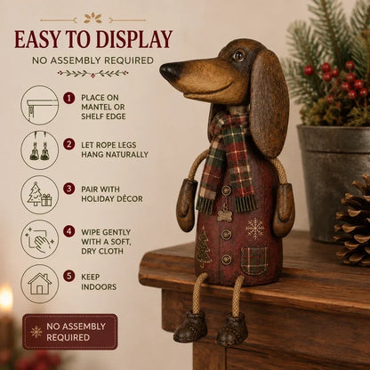 🏡Vintage Christmas Dachshund Shelf Sitter