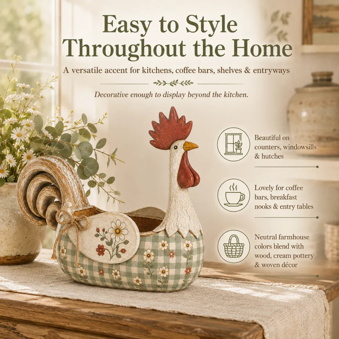 Vintage Farmhouse Rooster Utensil Holder