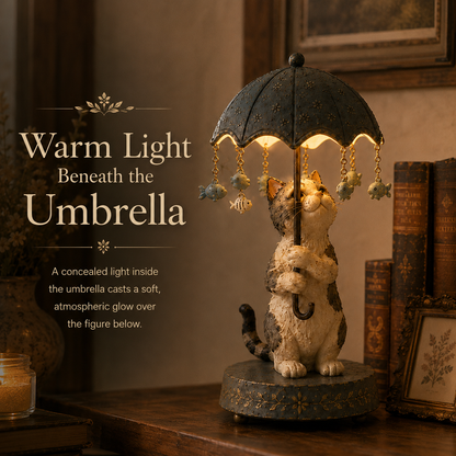 ☂️🐾 Vintage Rotating Umbrella Animal Lamp
