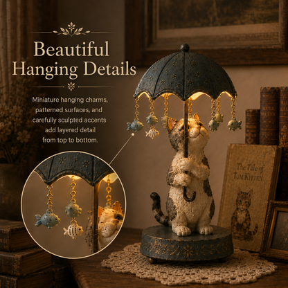 ☂️🐾 Vintage Rotating Umbrella Animal Lamp