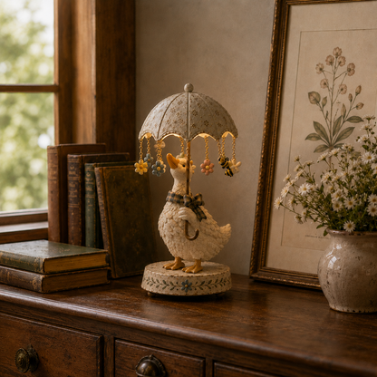 ☂️🐾 Vintage Rotating Umbrella Animal Lamp