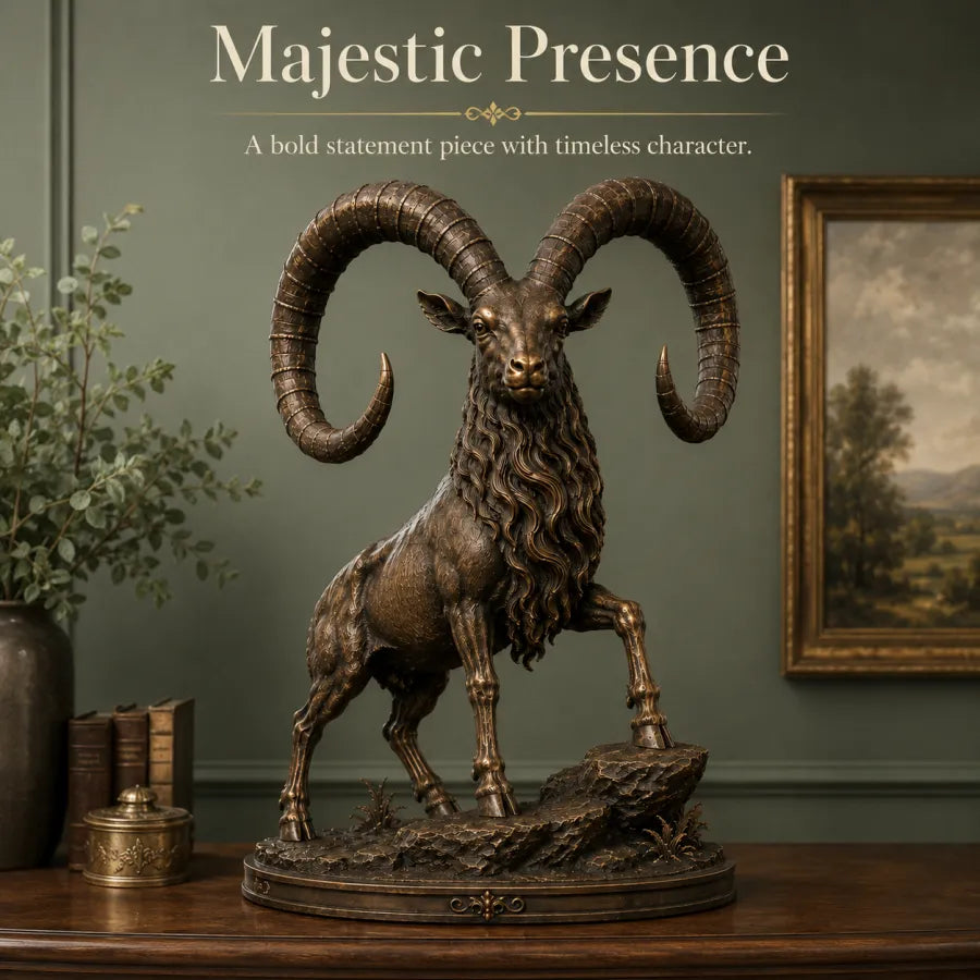 Vintage Grand Horn Ram Sculpture