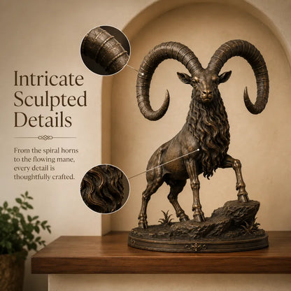 Vintage Grand Horn Ram Sculpture