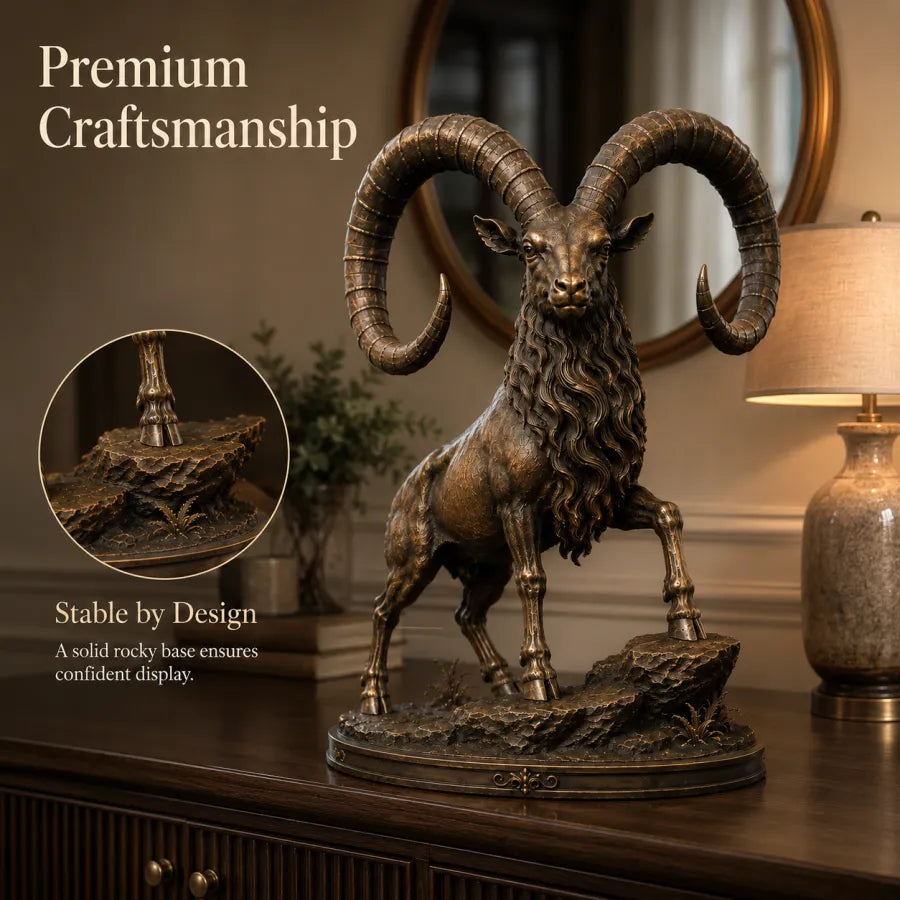 Vintage Grand Horn Ram Sculpture
