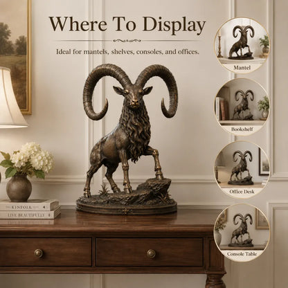 Vintage Grand Horn Ram Sculpture
