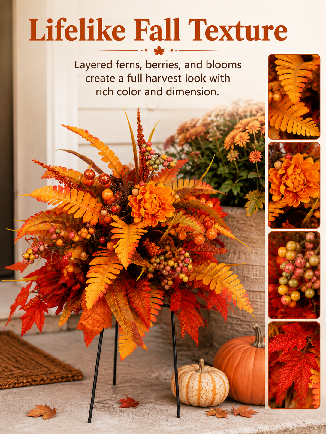 Autumn Harvest Floral Garden Stake Arrangement