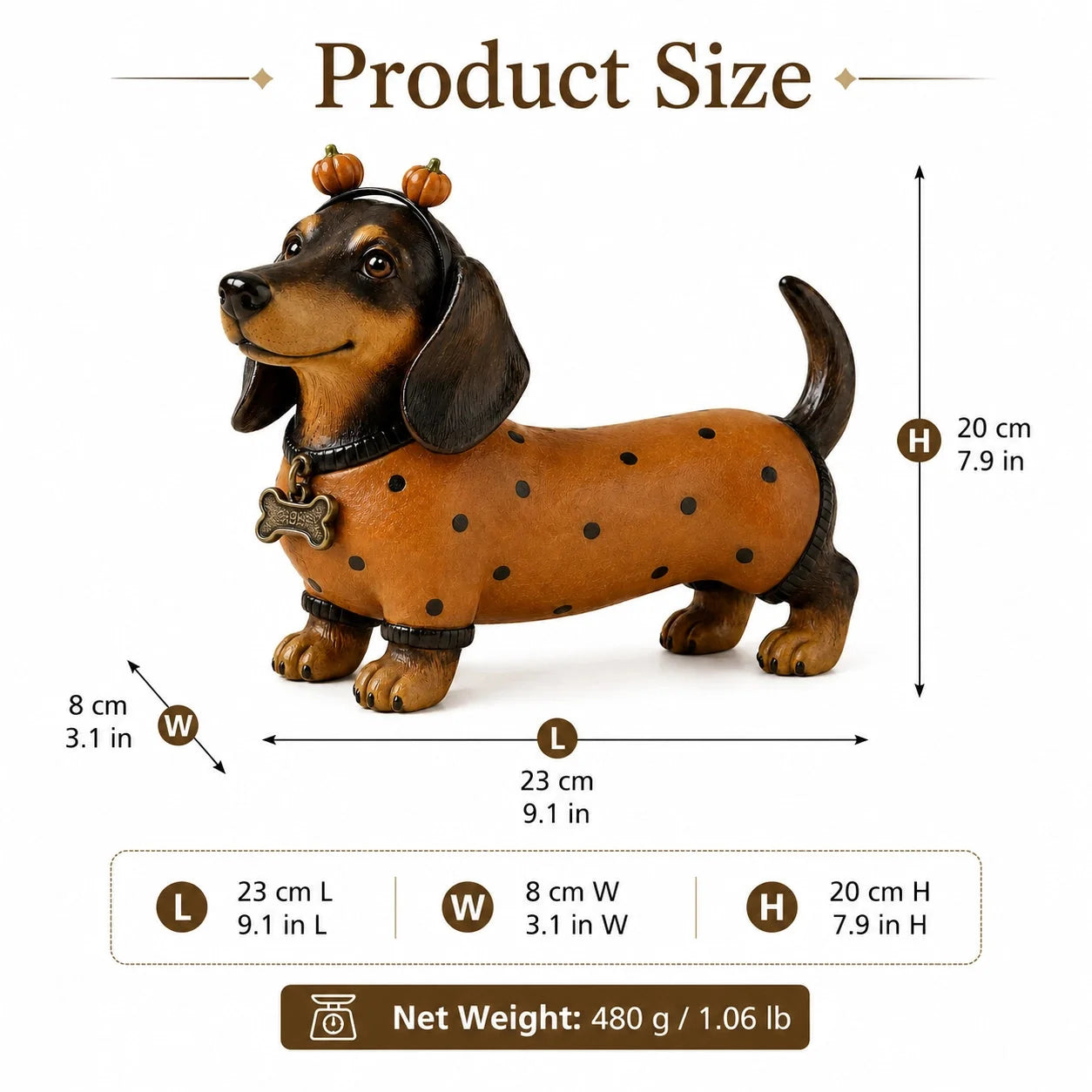 🐕Cute Halloween Dachshund Pumpkin Resin Figurine