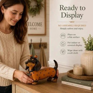 🐕Cute Halloween Dachshund Pumpkin Resin Figurine
