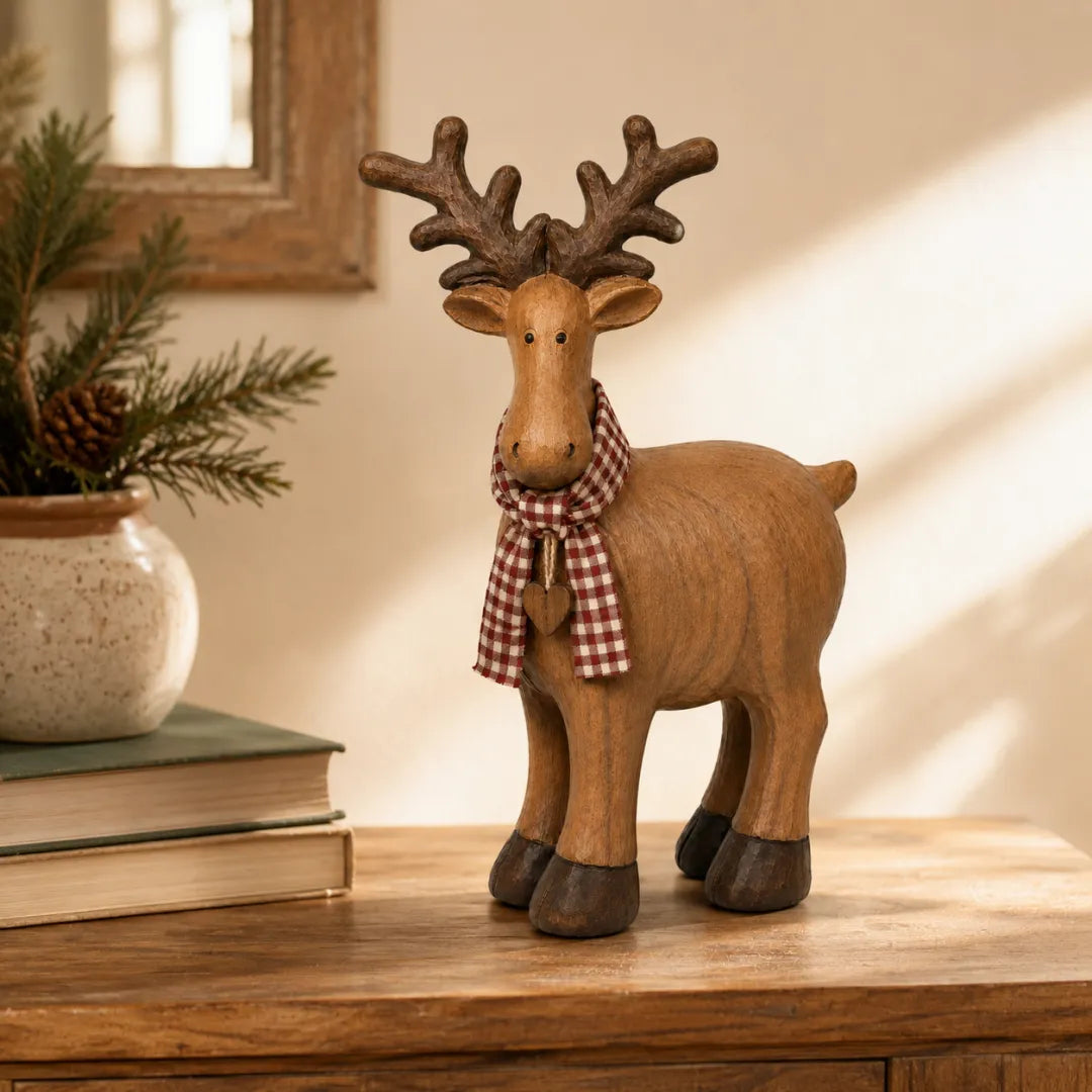 Rustic Farmhouse Reindeer Figurine