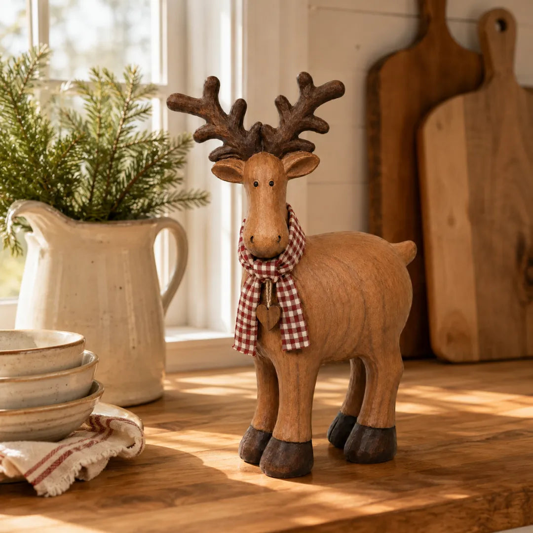 Rustic Farmhouse Reindeer Figurine