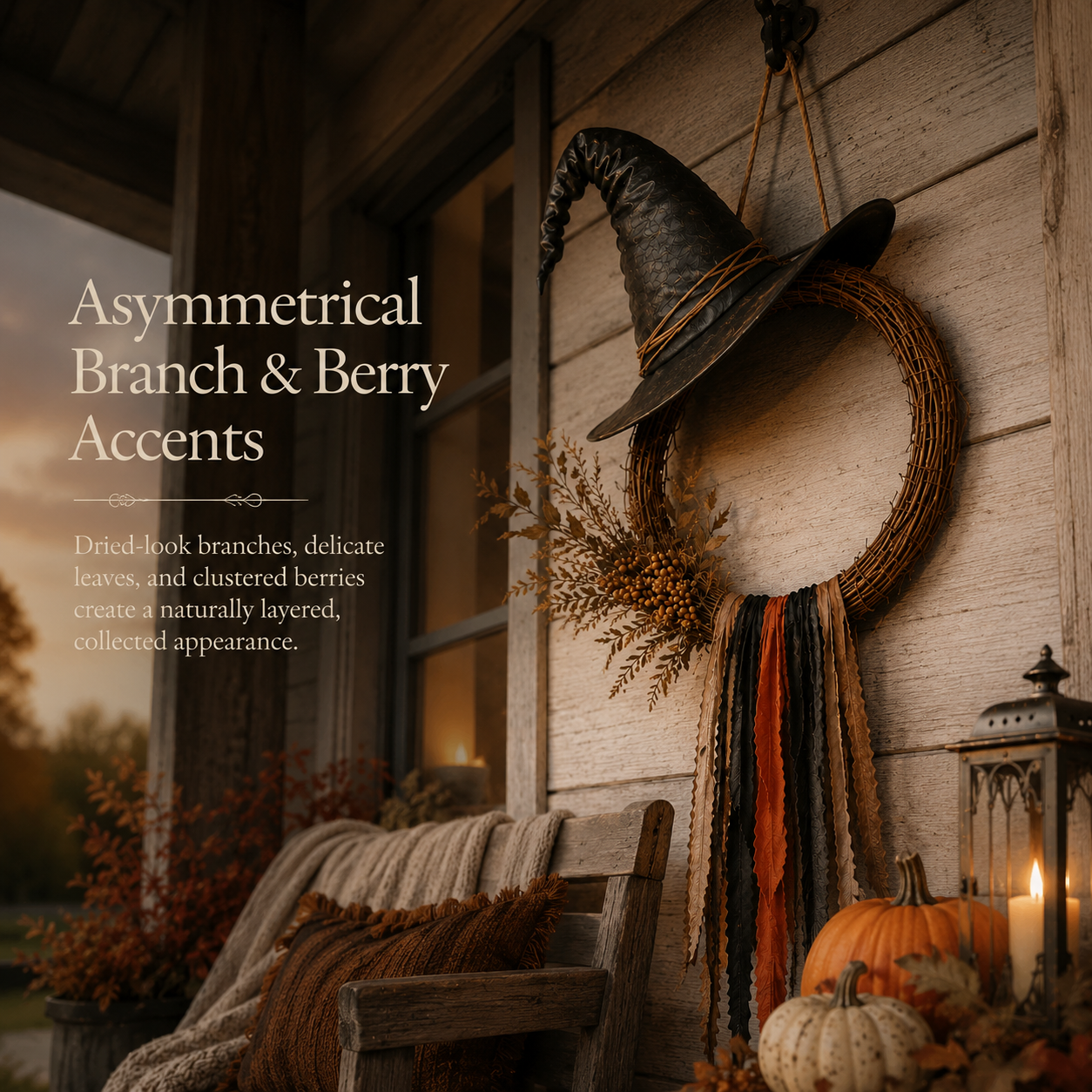 Vintage Witch Hat Woven Wreath