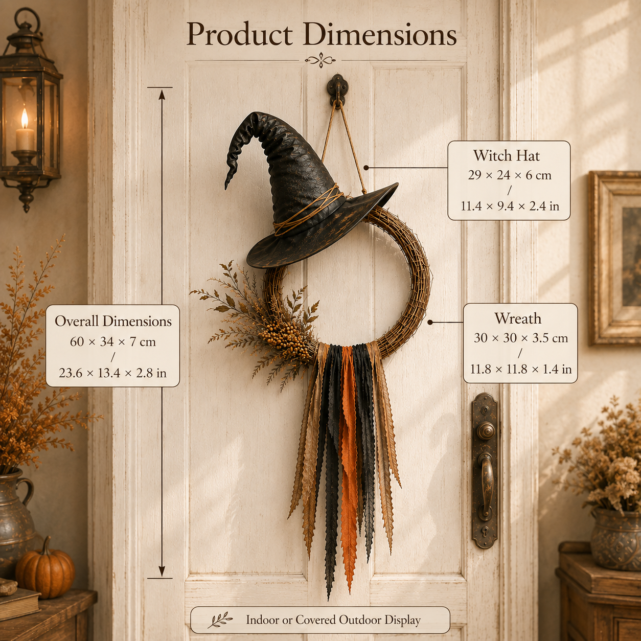 Vintage Witch Hat Woven Wreath