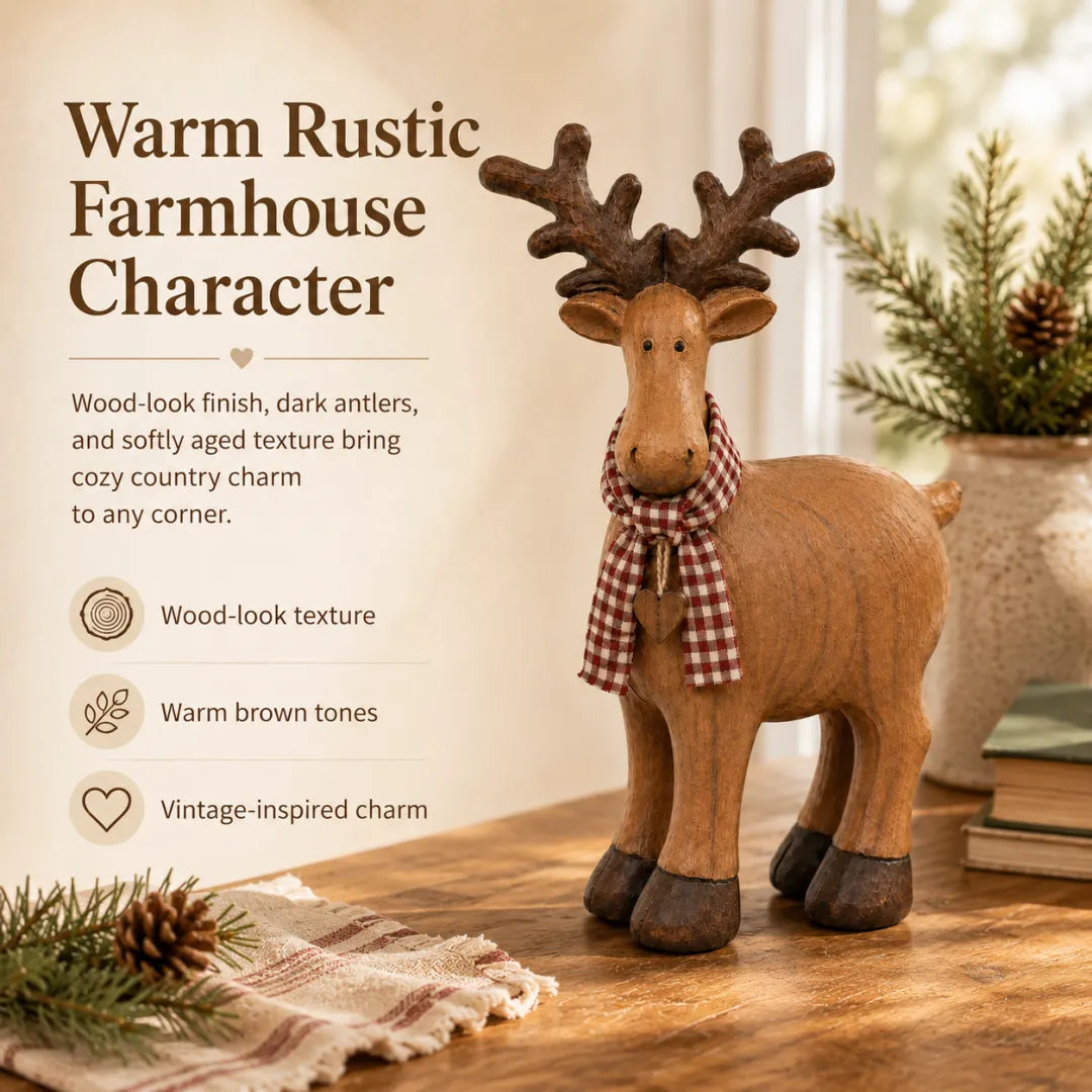 Rustic Farmhouse Reindeer Figurine