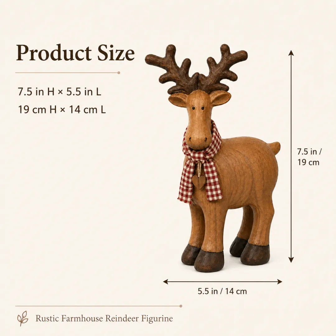 Rustic Reindeer Figurine 7.5 inch size