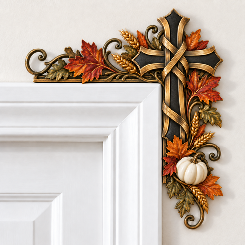 🍂✝️ Autumn Cross Door Decor – Warm Harvest-Inspired Accent for Front Door & Entryway