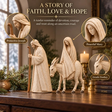 Mary Joseph and Donkey Nativity Figurines