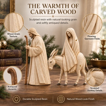 Wood grain detail on Bethlehem figurines