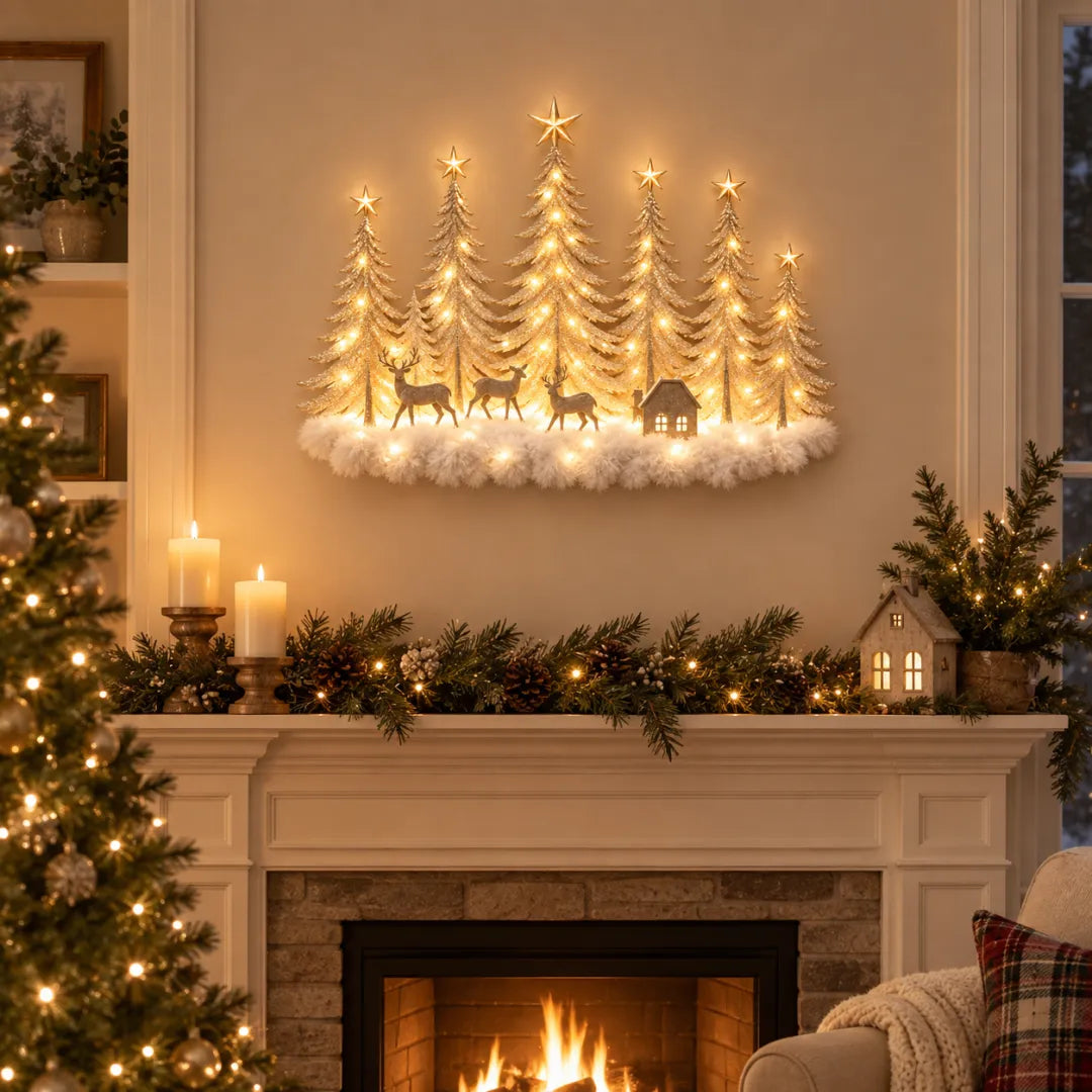 🎄Lighted Christmas Woodland Forest Wall Decor