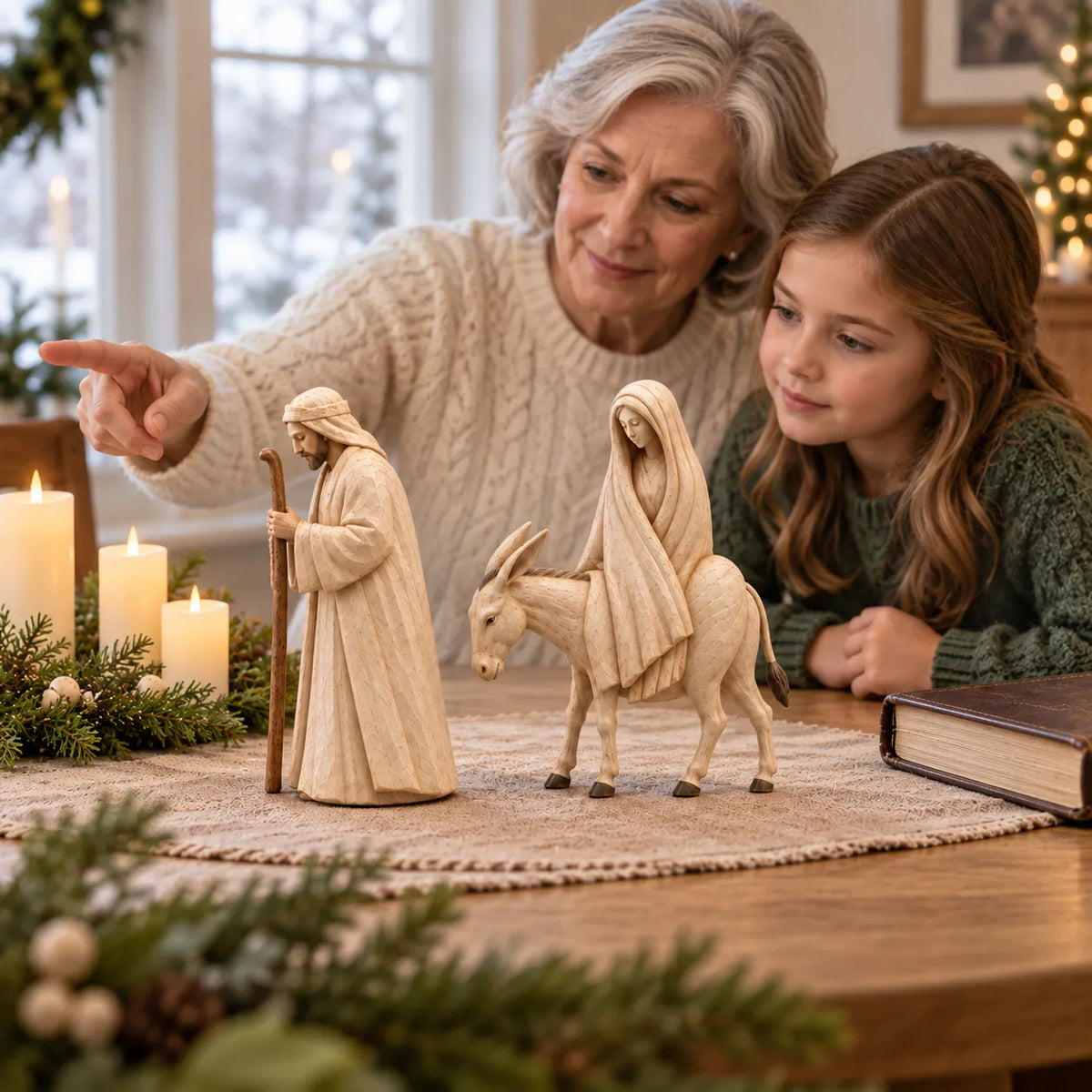 Journey to Bethlehem Nativity figurine display