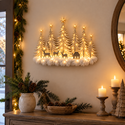 🎄Lighted Christmas Woodland Forest Wall Decor🎁