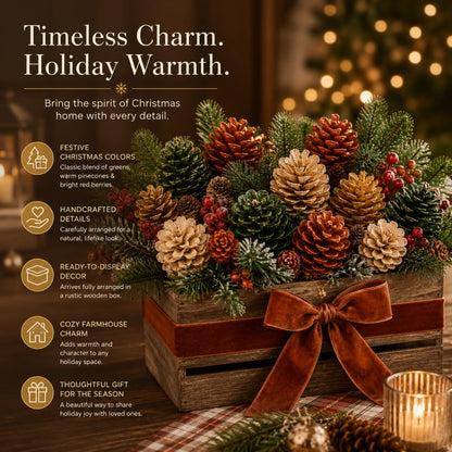 Rustic Pinecone Christmas Floral Arrangement