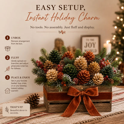 Rustic Pinecone Christmas Floral Arrangement