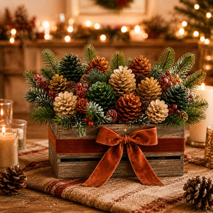 Rustic Pinecone Christmas Floral Arrangement