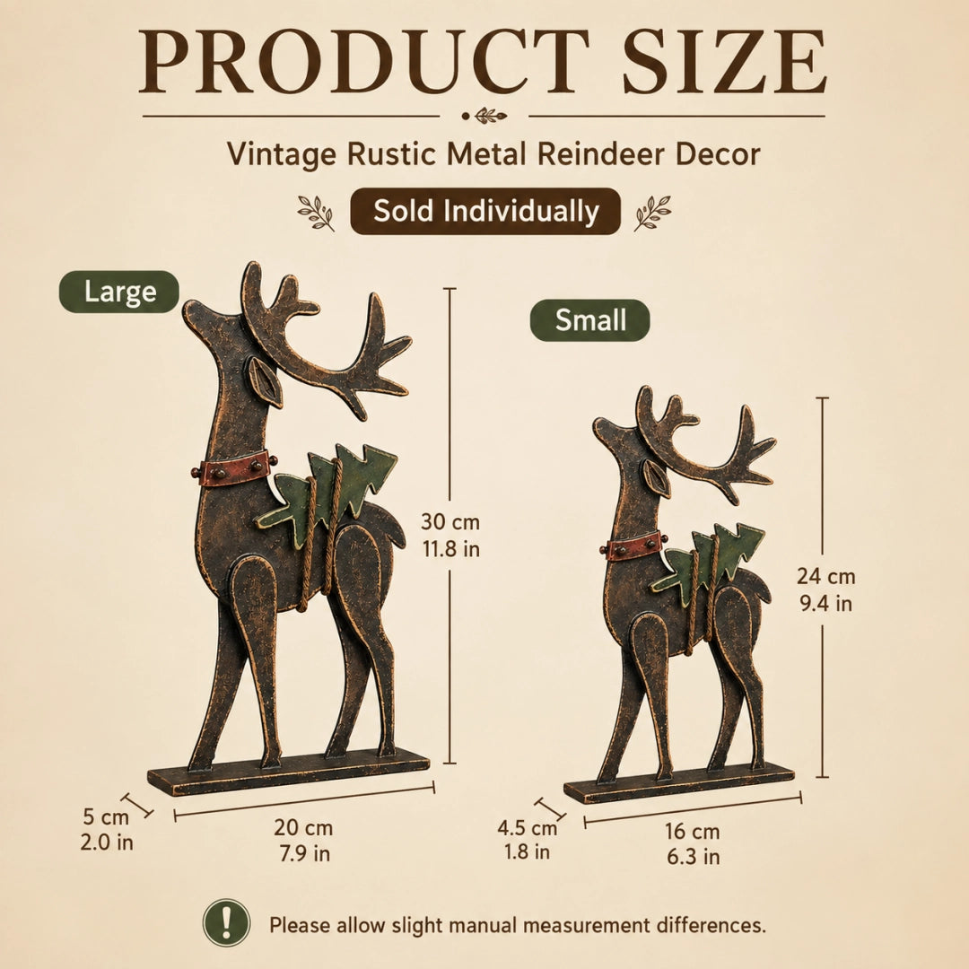 Dimension guide for the large and small metal reindeer